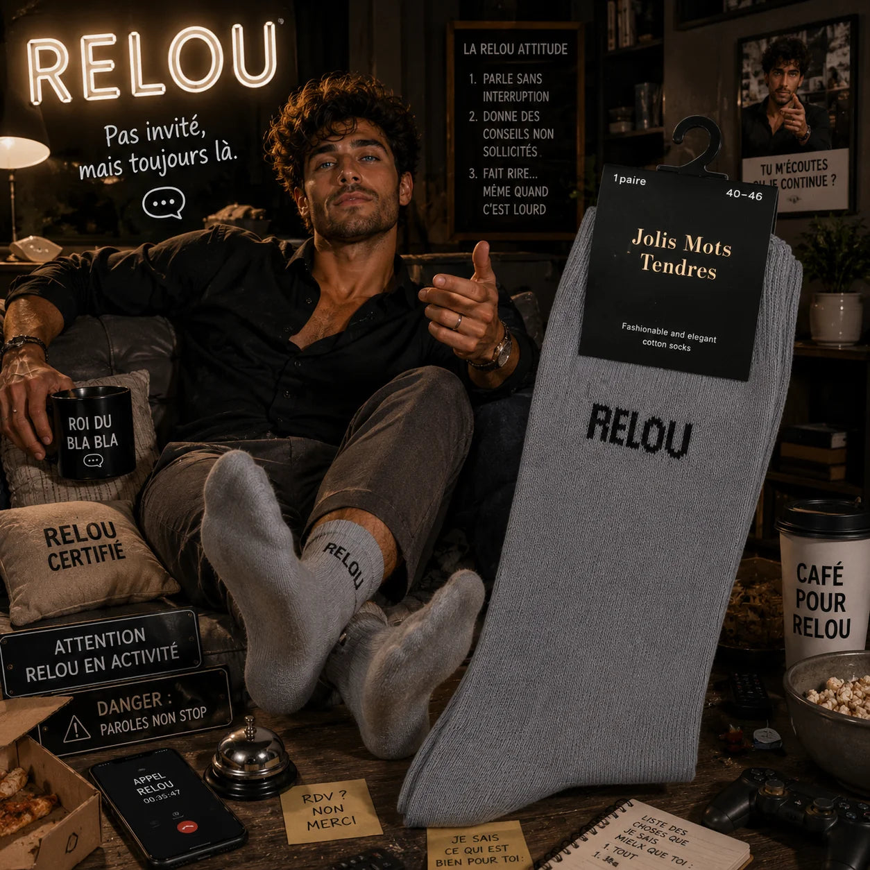 Chaussette grise "RELOU"