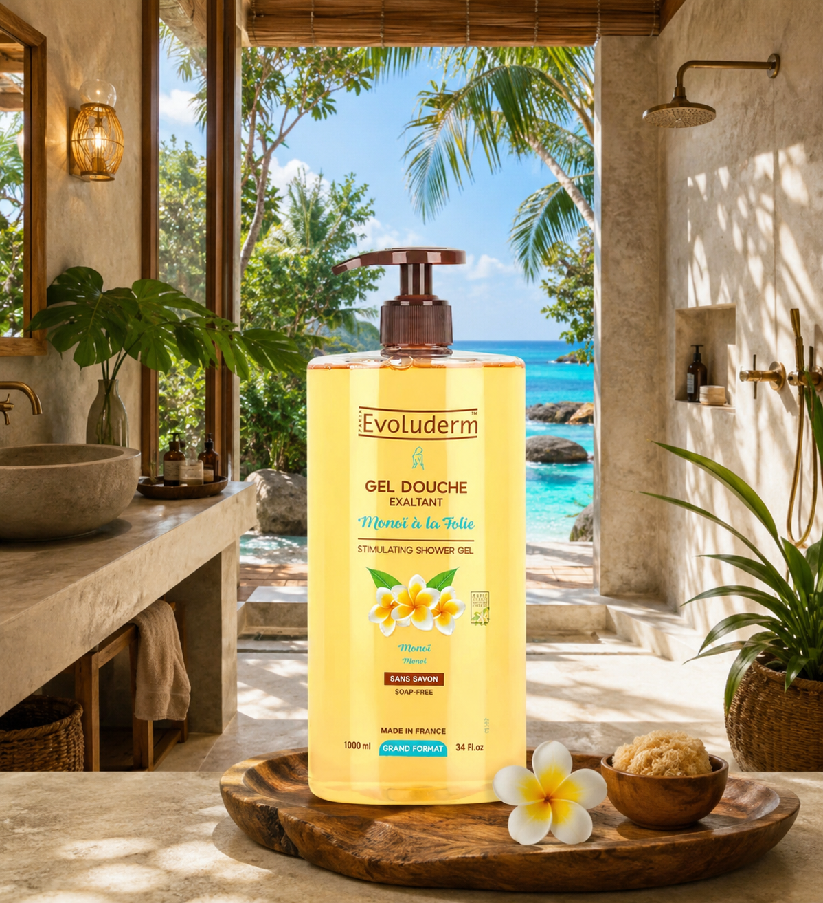 Gel douche - Monoï - 1000 ml - Evoluderm