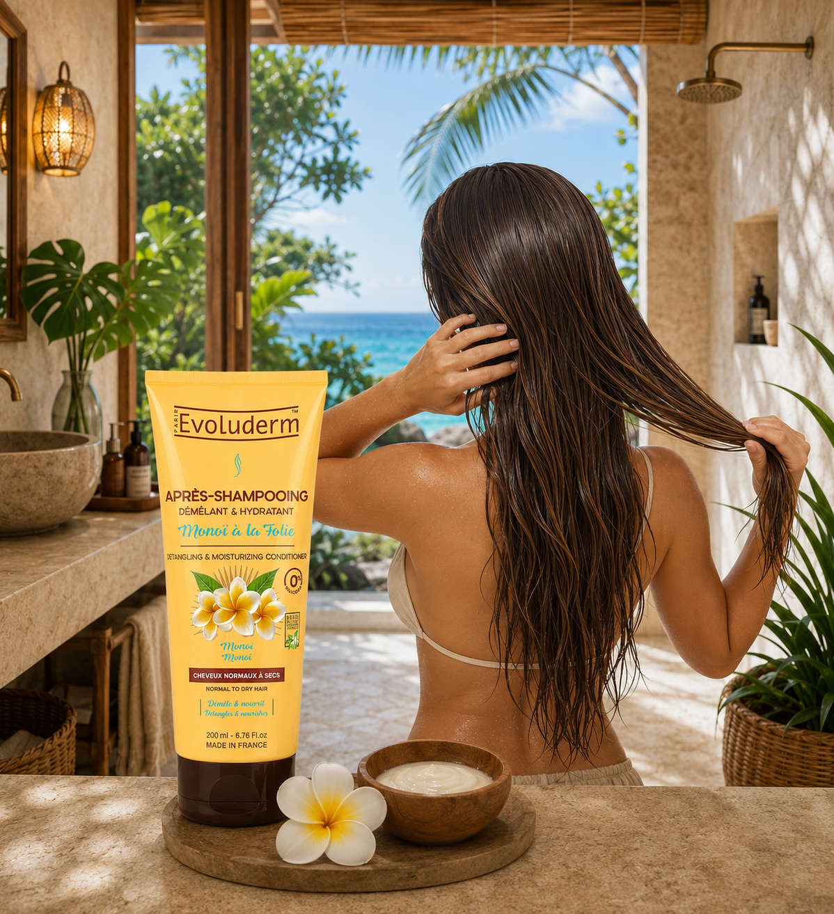 Après shampooing/démêlant - Monoï - 200 ml - Evoluderm