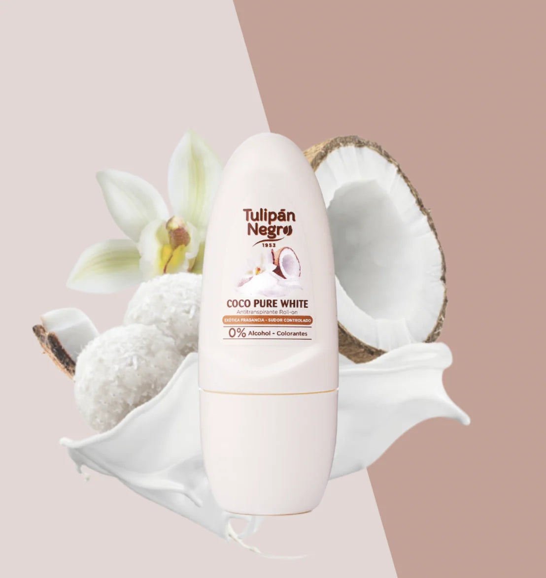 Déodorant anti transpirant - roll on - COCO PURE WHITE - Tulipan Negro
